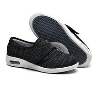POFH Diabetic Womens Footwear Women's Air Cushion Slip-On Walking Shoes-Orthopedic Diabetic Walking Shoes Breathable with Arch Support Knit Casual Shoes (Color : BlackGrey, Size : 42 EU)