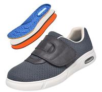 POFH Mens Shoes hook and loop Fastening Extra Wide Orthopaedic Comfort Sandals Diabetic for Edema Swollen Easy On Off(Grey,8 UK)