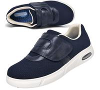 POFH Slip on Sneakers Extra Wide Orthopaedic Comfort Sandals Diabetic Shoes for Women Men Adjusting Mesh Breathable Lightweight Air Cushion Walking(Blue,6 UK)