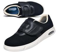 POFH Slip on Sneakers Extra Wide Orthopaedic Comfort Sandals Diabetic Shoes for Women Men Adjusting Mesh Breathable Lightweight Air Cushion Walking(Black,4.5 UK)