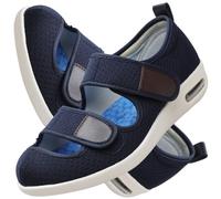 POFH Slip On Sneakers Men's Wide Width Diabetic Shoes Air Cushion Lightweight Comfy Sandals Walking Shoes for Elderly Swollen Bandaged Feet Indoor/Outdoor (Color : Blue, Size : 9.5 UK)