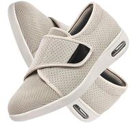 POFH Women's Diabetic Shoe Walking Shoes Extra Wide Widths Adjustable Sneakers for Edema Swollen Feet Elderly Shoes Lightweight Extra Wide Sandals (Color : Beige, Size : 43 EU)