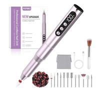 POFIBO Cordless Electric Nail Drill - 12 in 1 Rechargeable e File Machine with LCD, 5 Speeds, 35000RPM, Professional Electric Nail File for Acrylic & Gel Nails, Manicure & Pedicure