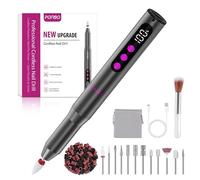 POFIBO Cordless Electric Nail Drill - 12 in 1 Rechargeable Electric Nail File Kit with LCD Display, 5 Adjustable Speeds, 35000RPM, for Acrylic & Gel Nails, Manicure & Pedicure