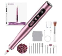 POFIBO Electric Nail File - Cordless Electric Nail Drill Machine 35000RPM, 5-Speed Professional Rechargeable E File for Acrylic and Gel Nails, 12 in 1 Manicure Pedicure Set