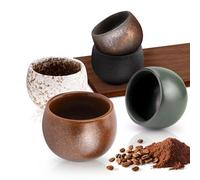 POFIBO Espresso Cups Set - 5-Piece Espresso Cups Stoneware - 50 ml Small Tea Cup - Espresso Cups Set - Without Handle - Thick-Walled Ceramic Coffee Cups Set Gifts for Women Men Best Friend