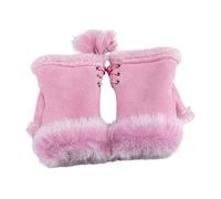 pofluany 1 Pair Women Winter Mittens Adjustable Drawstring Thick Plush Faux Fur Windproof Anti-slip Student Writing Gloves Keep Warm Fingerless Typing Mittens Pink