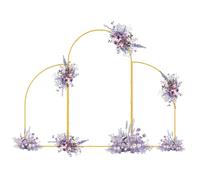 pofluany 3 Pcs Metal Garden Arch, 7Ft/5Ft Balloon Backdrop Stand, Strong Iron Frame for Wedding Decorations, Romantic Engagement Party Kit, Floral Event Display Setup Golden