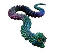 pofluany 3d Printed Snake Ornament Table Decoration Figurine Toy Articulated with Openable Mouth Retractable Teeth Flexible Fidget for Adults Green-Red 60 cm