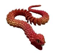 pofluany 3d Printed Snake Ornament Table Decoration Figurine Toy Articulated with Openable Mouth Retractable Teeth Flexible Fidget for Adults Red Golden 60 cm