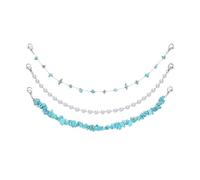 pofluany 3Pcs Unisex Hair Chain Bohemia Style Irregular Turquoise Stones Flower Decor Hat Chain Easy Installation Daily Wear Accessories A