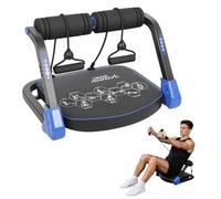 pofluany Adjustable Ab Machine, Sit Up Exercise Equipment with 4 Resistance Levels, Non Slip Handles and Bands, Core Stomach Workout Crunchers for Home Gym Fitness Blue