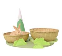 pofluany Bunny Natural Straw Woven Bed, Small Animal Cages Hay-Nest Sleeping, Bunny Grass Mat Natural Grass House Breathable Nesting and Toys for Rabbits Guinea Pig Hamster S