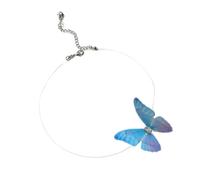 pofluany Butterfly Choker Necklace Boho Invisible Chain Butterfly Fairy Choker Transparent Fishing Line Necklace for Women Ladies Blue