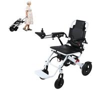 pofluany Folding Electric Wheelchairs for Adults, Ultra Lightweight Foldable Power Wheel Chair with 500W Motor & 15 Mile Range, All Terrain Flight Approved Mobility Aid for Seniors Travel White