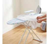 pofluany Full-Size Ironing Board Height Adjustable Iron Board Heavy Duty Itoning Board with Iron Rest & Heat Resistant Cover, Foldable Household Ironing Board with Anti-Skid Feet (Neon)