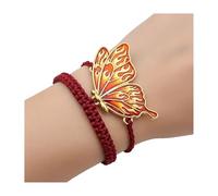 pofluany Hand-Woven Butterfly Bracelet Traditional Knitting Techniques Adjustable Wristband Meaningful Gift Wrist Accessory Red
