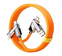 pofluany High-speed Data Cable 480mbps 100cm 4-in-1 Charging Usb Type-c 8pin 100w Fast Cellphone Tablet Zinc Alloy Orange