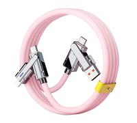 pofluany High-speed Data Cable 480mbps 100cm 4-in-1 Charging Usb Type-c 8pin 100w Fast Cellphone Tablet Zinc Alloy Pink
