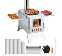 pofluany Hot Tent Wood Burning Stove, Bell Shelter Heater, Camp Cooking | Compact Folding Log Burner Delivers Rapid Warmth And Reliable Boiling for Winter Bushcraft, Glamping Stainless Steel