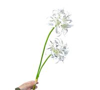 pofluany Indoor Fake Flower 2pcs Artificial Red Spider Lily Realistic Fake Silk Flower Wedding Home Office Table Centerpiece Faux Floral Branch Flower Arrangement Decoration White