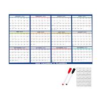 pofluany Large Print 2025 Calendar Planning Scheduling Sure Here's A Product Title for Wall Erasable Reversible Wet Dry Erase Laminated Annual Yearly Planner Blue