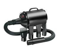 pofluany Low Noise Dog Hair-Dryer, Pet Grooming Hair-Dryer with 4 Different Nozzles, Dog Dryer with Temperature Heater, Pet Hair-Dryer Adjustable Speed for Dogs and Cats Black