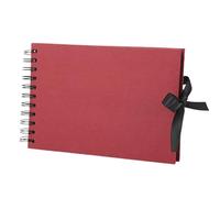 pofluany Scrapbooking Photo Album Family Memory Book A5 Scrapbook with Bowknot Ribbon Diy Hard Cover Loose Leaf Lace-up Wedding Travel Baby Children Red