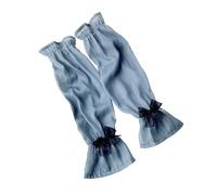 pofluany Sheer Mesh Arm Sleeve Tulle Lace Long Fingerless Gloves UV Protection Ice Silk Bowknot Sunscreen Sleeves for Party Outdoor Activities Blue