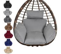 pofluany Swing Egg Chair Cushion with Headrest, Egg Chair Cushion Replacement, Detachable Hanging Chair Cushion Washable, Thicken Hanging Egg Chair Cushion Outdoor Light Grey One Size