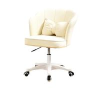 pofluany Velvet Swivel Chair, Pink Office Computer Desk Chair with Bow Cushion, Beige Adjustable Height Makeup Vanity Chair for Home Office, Study, Bedroom Beige