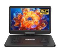 POFOTO Portable DVD Player 17.5" HD Screen 15.6" 6 Hour Battery Support Multi Format SD USB No Zones Sync TV Projector Anti Shock and Memory