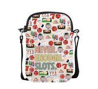 POFULL Bunco Dice Game Gift Casino Enthusiast Messenger Bag Slot Machine Gift Never Enough Slots Crossbody Bag, Never Enough