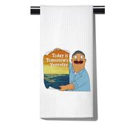 POFULL Cartoon TV Show Inspired Gift Cartoon Lover Gift Today is Tomorrow's Yesterday Kitchen Towel（Today is Tomorrow's）