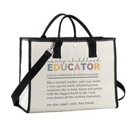 POFULL Daycare Teacher Gift Teacher Appreciate Shopping Bag Teacher Education Gift Early Childhood Educator Tote Bag, Early Childhood Ltote