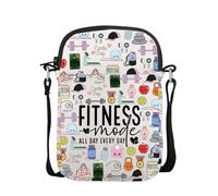 POFULL Fitness Lover Gift Gym Gift Fitness Instructor Messenger Bag Fitness Mode All Day Every Day Crossbody Bag, Fitness Mode, 0