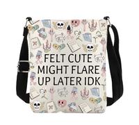POFULL Flare Day Gift Spoonie Warrior Messenger Bag Invisible Illness Gift Felt Cute Might Flare Up Later IDK Crossbody Bag, Felt Cute Might