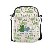 POFULL Golfer Gift Golfing Gift Golf Accessories Golf Lovers Messenger Bag Peace Love Golf Crossbody Bag, Peace Love Golf