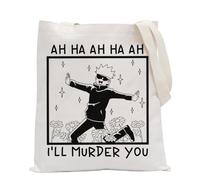 POFULL JJK Anime Inspired Shoulder Bag Anime Lover Gift JJK Gift Anime Gift Manga Gift I'll Murder You Tote Bag, Ah Ha Ah, L