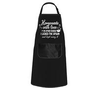 POFULL Kitchen Apron Homemade with Lover in Other Words I Licked The Spoon and Kept Using It, Homemade With Love Apron, Medium