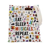 POFULL Musical Acting Gift Musical Theatre Gift Eat Sleep Musicals Cosmetic Bag, Eat Sleep Musicals Tote Bag, L