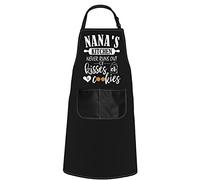 POFULL Nana's Kitchen Apron Mothers Day Gift Nana's Kitchen Never Runs Out Of Kisses and Cookies, Nana's Kitchen Apron, Medium