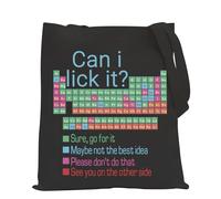 POFULL Periodic Table of Elements Gift Chemist Handbag Chemistry Laboratory Chemistry Lover Gift Can I lick it Tote Bag (Can i lick it)