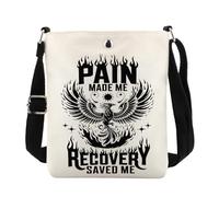 POFULL Recovery Gift Sobriety Messenger Bag Addiction Recovery Gift Pain Made Me Recovery Saved Me Crossbody Bag, Pain Made, 0