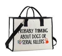 POFULL True Crime Lover Gift Murder Gift Probably Thinking About Dogs or Serial Killers Tote Bag, Probably Ltote
