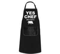 POFULL Yes Chef Apron, TV Show Inspired, Black, One Size Fits All, 2 Pockets, Unisex-Adults, Male, Home & Kitchen, Kitchen/Cooking, Professional Chefs, Home Cooks, Outdoor Enthusiasts, TV Show Fans