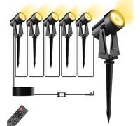 Pogestrand Garden Lights Mains Powered 23M/76FT 6 Pack LED Landscape Spotlights with Remote Control 27V Low Voltage 3000K Garden Uplights IP65 Waterproof Outdoor Pathway Lighting for Lawn Yards Patio