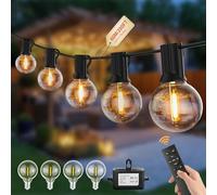 Pogestrand Outdoor Garden String Lights G40 60M Festoon Lights Mains Powered 24V with Remote Control Dimmable Timer 100 Shatterproof Bulbs Waterproof Outside Lighting for Patio Yard Balcony Gazebo