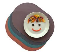 Pogning Home Silicone Placemats Set of 4 - Heat Resistant Washable and Wipeable Non Slip Place Mats, Waterproof Modern Dining Table Mats, Oval 16.9"x11.8"(Harmony)