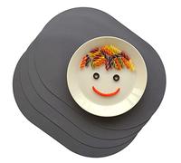 Pogning Home Silicone Placemats Set of 4 - Heat Resistant Washable and Wipeable Non Slip Place Mats, Waterproof Modern Dining Table Mats, Oval 16.9"x11.8"(Classic Dark Gray)